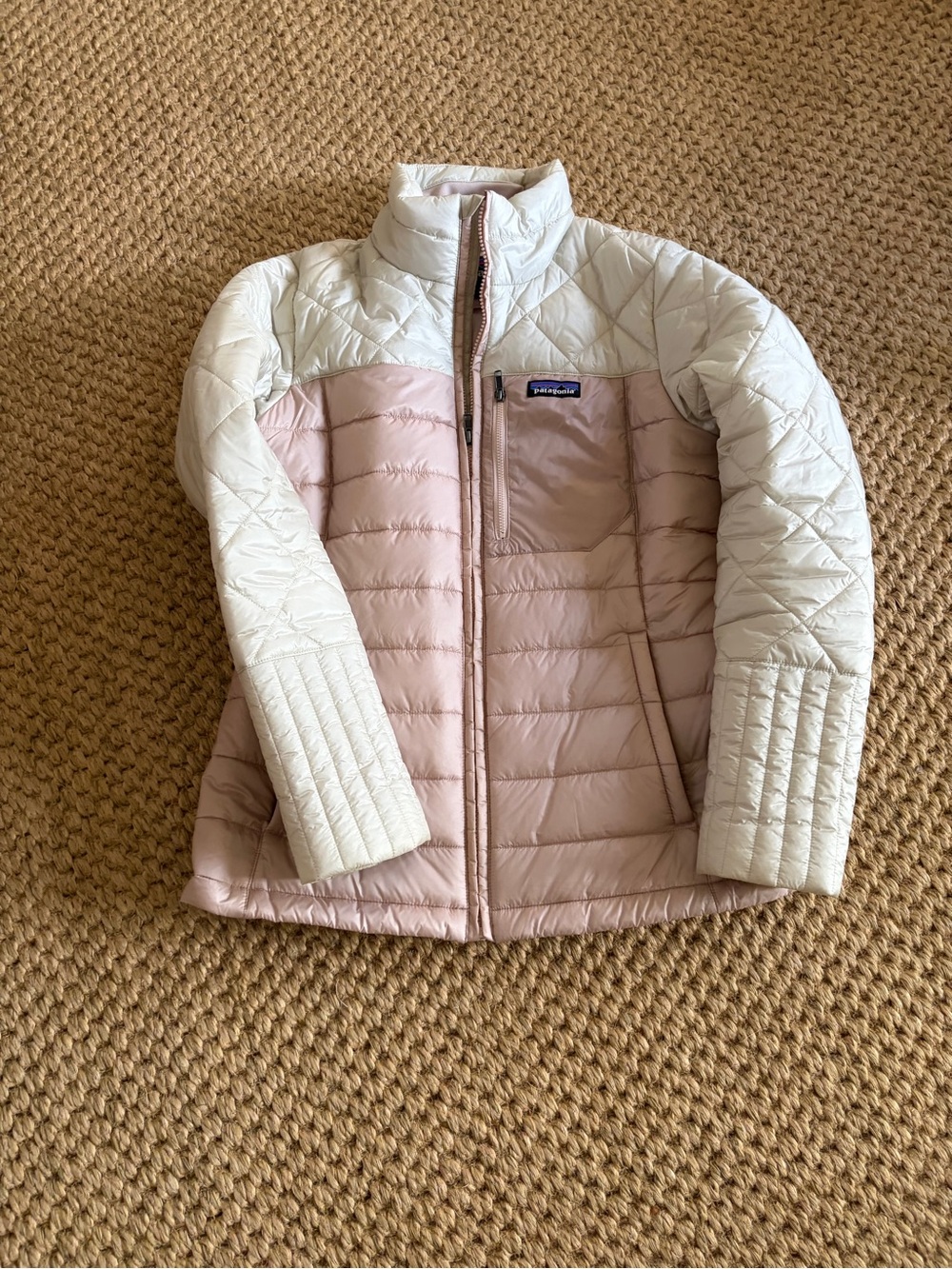 Patagonia Pink and Cream Quilted Puffer Jacket
